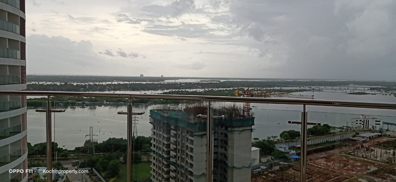 Water view 3bhk semi furnished TATA TRITVAM flat rent at Marine Drive Kochi