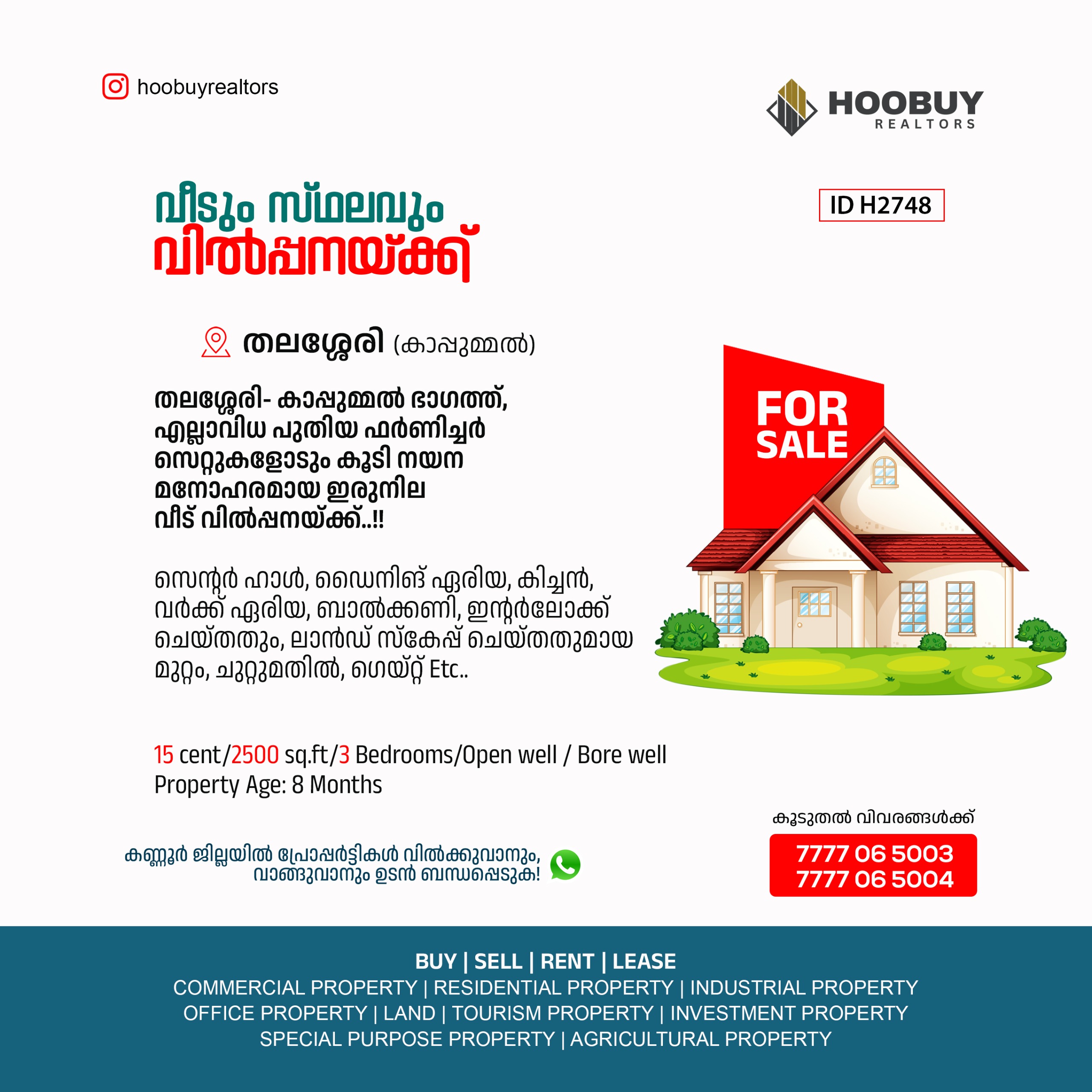 HOUSE FOR SALE IN KAPPUMMAL THALASSERY ID H2748