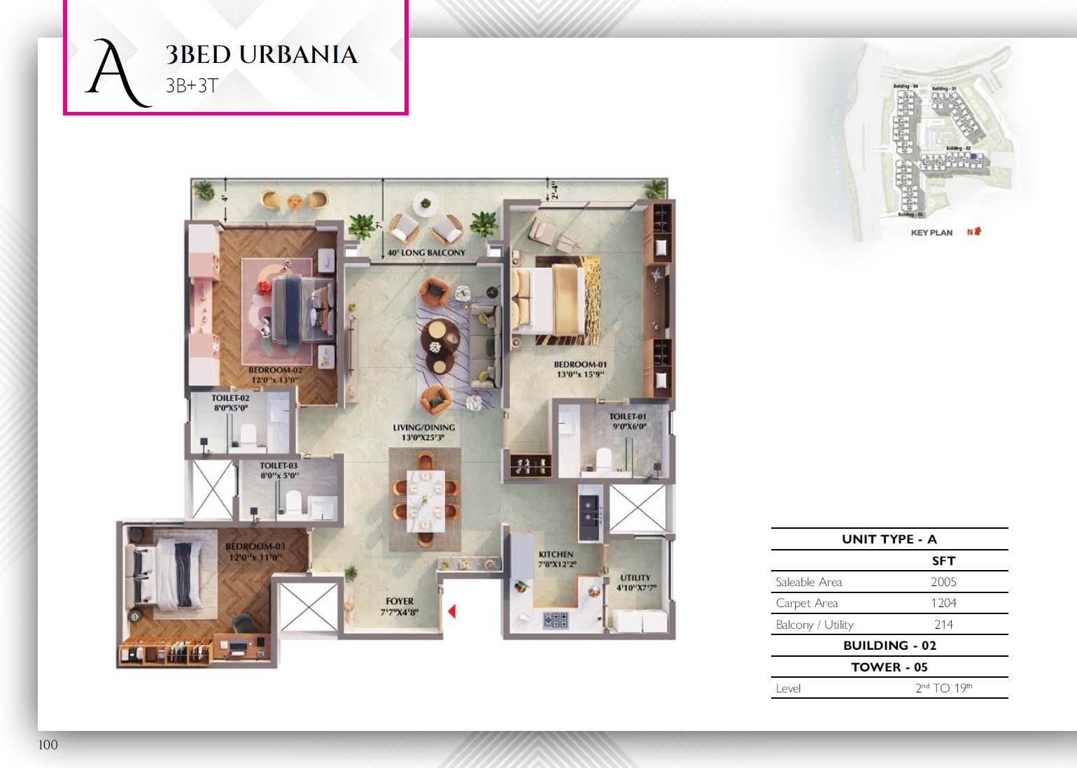 3 Bed Urbania 3B+3T